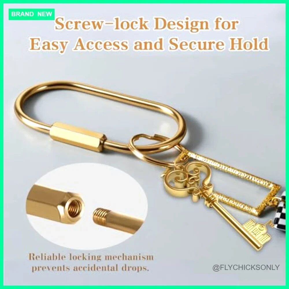 Brass Key Ring Organizer Set with Secure Screw Locking, 16 Pieces